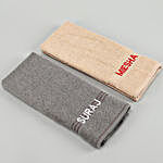 Personalised Camel And Grey Colour Cotton Hand Towels