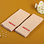 Personalised Camel Colour Cotton Hand Towel Pack Of 2