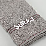 Personalised Gray Cotton Hand Towel Pack Of 2