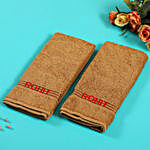 Personalised Light Brown Cotton Hand Towel Pack Of 2