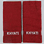 Personalised Maroon Cotton Hand Towels Pack Of 2