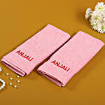 Personalised Pink Cotton Hand Towel Pack Of 2