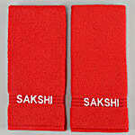 Personalised Red Cotton Hand Towel Pack Of 2