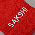 Personalised Red Cotton Hand Towel Pack Of 2