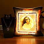 Women s Day Personalised LED Cushion Necklace Set