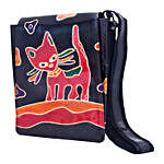 Cat Print Fine Leather Sling Bag
