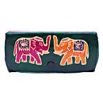 Elephant Print Leather Case For Sunglasses Green