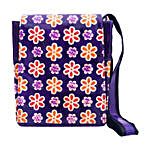 Floral Hand Painted Leather Sling Bag Purple
