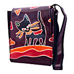 Hand Painted Cute Cat Sling Bag
