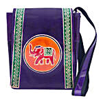 Hand Painted Fine Leather Sling Bag Purple