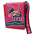 Hand Painted Fine Leather Sling Bag Red
