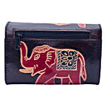 Hand Painted Two Fold Women s Leather Wallet Black