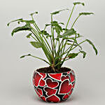 Xanadu Plant In Heart Print Red Metal Pot