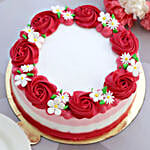 Lovely Red Roses Around Vanilla Cake Eggless 1 Kg