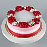 Lovely Red Roses Around Vanilla Cake Eggless 1 Kg