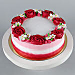 Lovely Red Roses Around Vanilla Cake Eggless 1 Kg