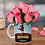 Beautiful Pink Roses In Female Superhero Mug