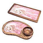 Beautiful Wooden Serving Tray with Bowl