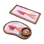 Pretty Print Wooden Serving Tray with Bowl