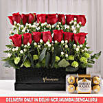 Ferrero Rocher & 2 Layer Red Roses in Box