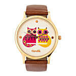Leather Strap 2 Cats Wrist Watch