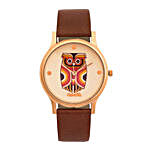 Leather Strap Aztec Owl Wrist Watch