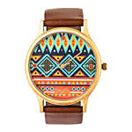 Leather Strap Aztec Wrist Watch