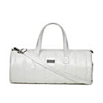 KLEIO Quilted Round Duffle Bag- White