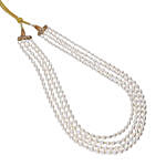 4 Line Oval White Pearl Set