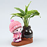 Peace Lily Plant In Pink Boy Glass Vase