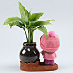 Peace Lily Plant In Pink Boy Glass Vase