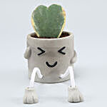 Hoya Plant In Grey Sitting Smiley Pot
