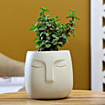 Jade Plant In White Ceramic Face Pot