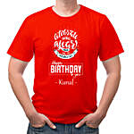 Birthday Personalised Red Medium Cotton T-shirt