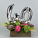 40 Number Balloon & Mixed Flowers Arrangement