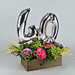 40 Number Balloon & Mixed Flowers Arrangement
