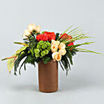 Beautiful Mixed Flowers In Terracotta Pot