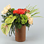 Beautiful Mixed Flowers In Terracotta Pot