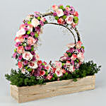 Roses & Mixed Daisies Iron Stand On Wooden Tray