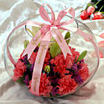 Mixed Flowers In Beautiful Ribbon Tied Fish Bowl