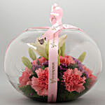 Mixed Flowers In Beautiful Ribbon Tied Fish Bowl