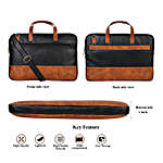 Vivinkaa Black & Tan Leather Unisex Laptop Bag