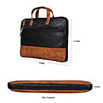 Vivinkaa Black & Tan Leather Unisex Laptop Bag