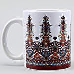 Conventional Print White Ceramic Mug With Coaster