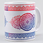 Dual Hues Print White Ceramic Mug With Coaster