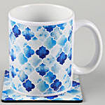 Enamel Print White Ceramic Mug With Coaster