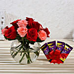 Exotic Mixed Roses & Dairy Milk