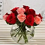 Exotic Mixed Roses Glass Vase Arrangement