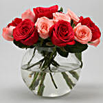 Exotic Mixed Roses Glass Vase Arrangement