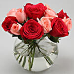 Exotic Mixed Roses Glass Vase Arrangement